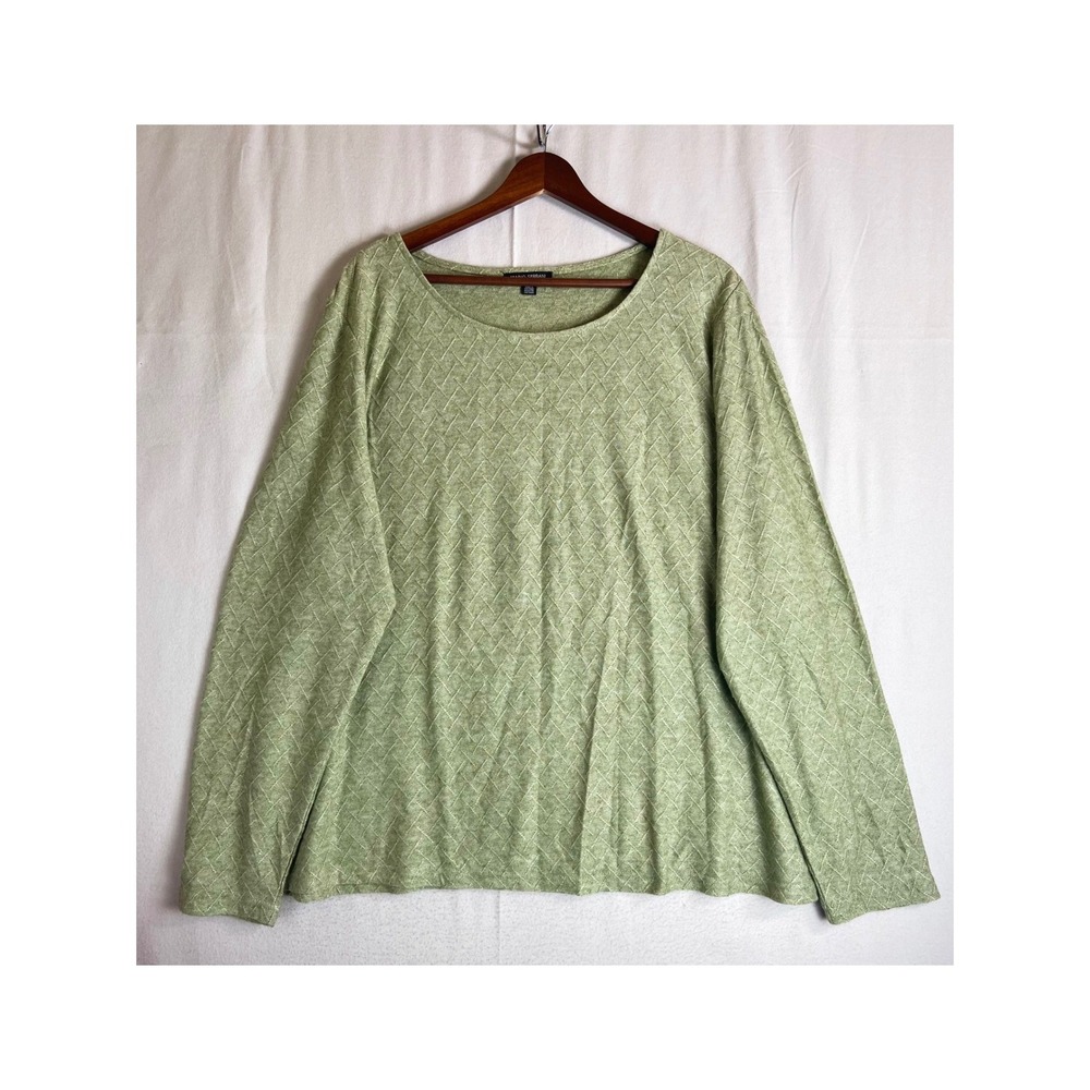 Mario Serrani Italy Womens XXL Sage Green Lattice Knit Long Sleeve Top